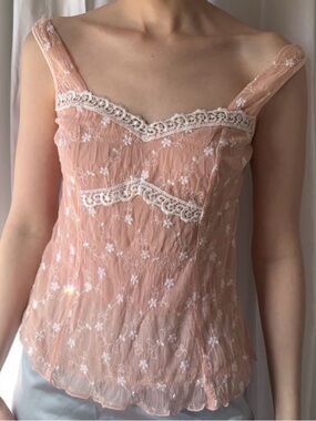 💗Vintage // Floral Mesh Camisole Top💗